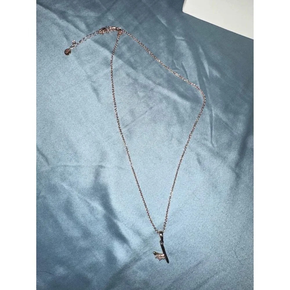Moon Magic  Moonstone Necklace - Lucky Letter Y  in Rose Gold - Picture 3 of 10